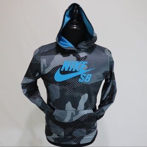 Nike SB Therma-Fit Camo Print Blue Hoodie Running